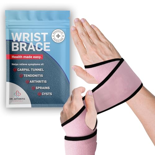 Dr. Arthritis Essentials Wrist Brace for Carpal Tunnel, Arthritis & Tendonitis Pain Relief – Adjustable Wrist Support for Night & Day, Wrist Splint for Sprains, Injury Recovery & Weak Wrists, Left or Right Hand, 2 Pack - size: Pink - 2 Pack