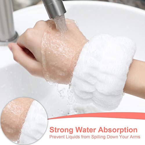 Chuangdi 4 Pairs Wrist Bands for Washing Face Wrist Spa Microfiber Wash Towel Band Scrunchies Absorbent Wristbands Sweatband for Women Prevent Liquid from Spilling(Stylish Colors) - color: Stylish Colors