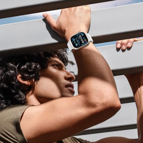 Ocean Silicone Sport Band - Compatible with Apple Watch Ultra 2/Ultra Bands 49mm 45mm 44mm for Men Women, Breathable Soft Waterproof Strap for iWatch Ultra 2, iWatch Ultra Series 10 46mm SE/9/8/7/6/5 - color: Ocean/White