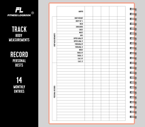 Fitness Logbook (Peach) - A5 Undated Workout Journal For Men & Women - Plastic Cover & Thick Paper - Planner Log Book To Track Weight Loss, Muscle Gain, Gym Exercise, Bodybuilding Progress - style: Peach Plastic
