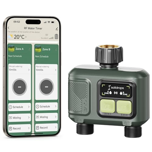 WiFi Water Timer, Hose Timer 984ft Long Range RF with Gateway, App Control, 8-Month Battery, Weather Delay, 3/4" Smart Irrigation Controller - style: 2-Zone