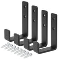 4 Pack 2-3/8" Heavy Duty Steel J Hook, Wall Mount Garage Hanging Bracket | Black, 220 lbs Capacity - size: 2-3/8 Inch