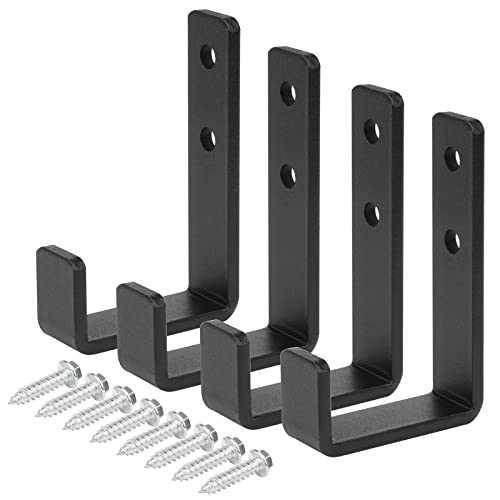 4 Pack 2-3/8" Heavy Duty Steel J Hook, Wall Mount Garage Hanging Bracket | Black, 220 lbs Capacity - size: 2-3/8 Inch