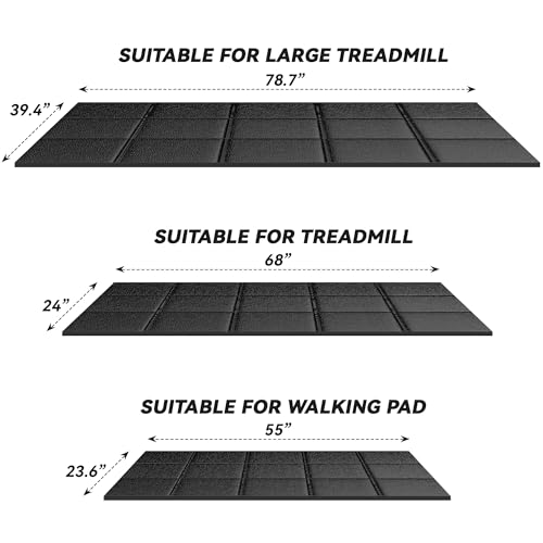 Treadmill Mat for Carpet &Hardwood Floors, 79" × 39.4" 0.16" Thick High Density, Non-Slip Fitness Equipment Mat, Mat for Under Treadmills, Elliptical, Exercise Bikes, Stationary Cycles - size: 78.7"L x 39.4"W x 0.2"Th