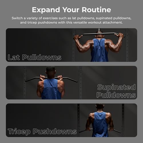 Sunny Health & Fitness Power Cage Squat Rack Attachments for Home Gym | Strength Training, Expanded Workout Variety, Durable Construction, Secure Fit, Quick Installation, Versatile Exercise Support - style: LAT Bar