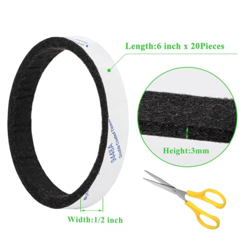 Felt Strips 20Pieces Pack 1/2x 6 Inches Self Adhesive Black Furniture Felt Strips Anti Scratch Heavy Duty 3mm Floor Protector for Rocking Chair for Hardwood Floor - size: 20 Strips 1/2x6 inch