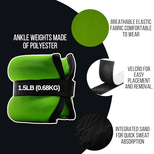 FUXION Adjustable Ankle Weights 1.5/2.0/2.5 lbs Pair, Fully Adjustable for Ankle Wrist Arm or Leg, for Training Warm-up Pilates Gym Accessories - size: set 2 pz 1.5lb