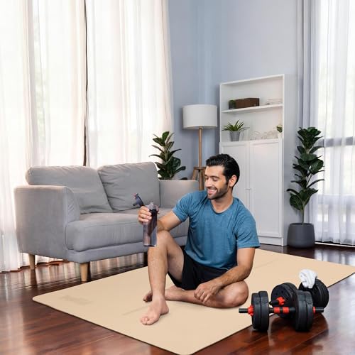 Gogokiwi Large Yoga Mat (6'x4') – 1/4" & 1/2" Thick Exercise Mats for Home Workout, Extra Wide Workout Mats for Home Gym, Yoga, Pilates, Stretching, Floor & More - color: Neutral Nature, size: Extra Cushion (1/2 Inch Thick)