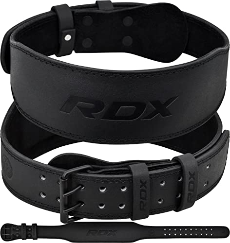 RDX Weight Lifting Belt Gym Fitness, Cowhide Leather, 4” 6” Padded Lumbar Back Support, 10 Adjustable Holes, Weightlifting Powerlifting Bodybuilding Deadlift Squat Workout Strength Training, Men Women - color: Black 4 Inch, size: 2XL Fits 37 to 43 Inches