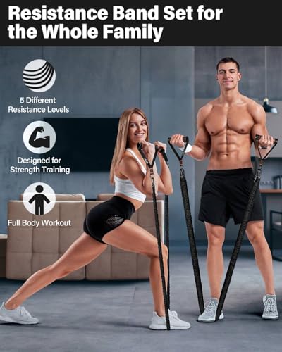 Resistance Bands, Exercise Bands, Resistance Bands for Working Out, Pull Up Assistance Bands, Work Out Bands with Handles for Men and Women Fitness, Strength Training Equipment - color: Orange
