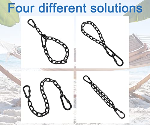 4 Pack 25in Hanging Swing Chain with 4 Carabiners, 440LB Capacity Hanging Kits Heavy Duty Hanging Chair Hardware for Hammock Swing Hanging Chair Punching Bags Sandbag Indoor Outdoor Yoga Gym (Black) - color: Black, size: 4 Pack 25 inch