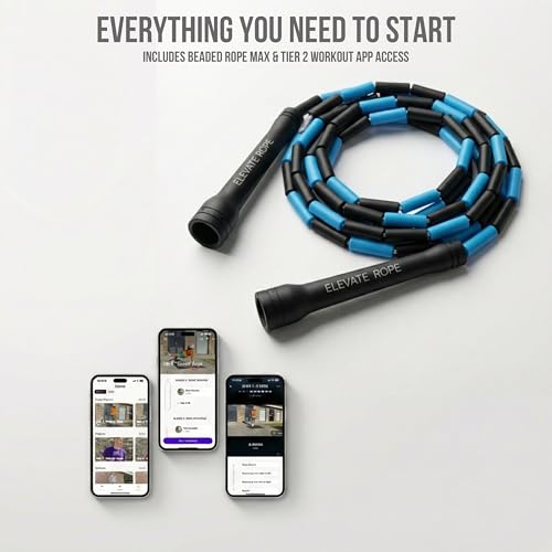 Pro-Grade Beaded Jump Rope for Beginners - color: Black/Blue