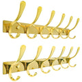 SKOLOO Coat Rack Wall Mounted - 6 Hooks, Pack of 2, Heavy Duty, Stainless Steel, Metal Wall Hangers, Sturdy Coat Hooks for Hanging Coats, Jacket, Clothes, Hat, Bright Gold - color: Bright Gold, size: 6 Hook(2 Pack)