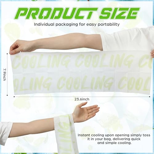 25 Count Disposable Cooling Towel, 23.6''x 7.9'' Large Cooling Body Wipes, Sports Ice Towel for Hot Weather Oversized and Extra Thick, Individually Wrapped for Sport Player