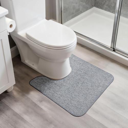 Bosap Toilet Rugs U Shaped Bathroom Rug,Machine Washable Non Slip Quick Dry Super Absorbent Ultra Thin Toilet Mats for Bathroom Toilet.Grey,1'8"x2'(20x24inch) - color: Grey, size: 1'8" X 2' (U-shape)