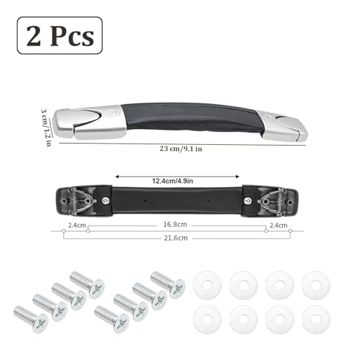2 Pcs Luggage Handle Replacement, 23cm Black Long Strap Grip, Heavy Duty Suitcase Strap Spare Carrying for Travel Case Repair