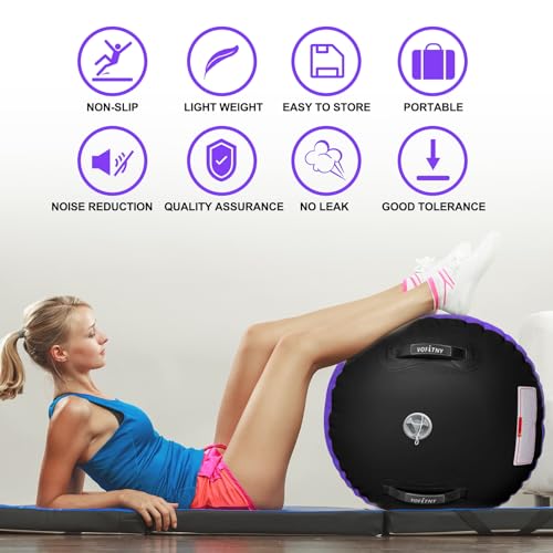 VOFiTNY Gymnastics Tumbling Equipment Air Barrel Inflatable Octagon Tumbler Roller Back-bend Trainer Cheerleading Without Pump - color: Black/Purple No Pump, size: 3.3'L x 2.3'D