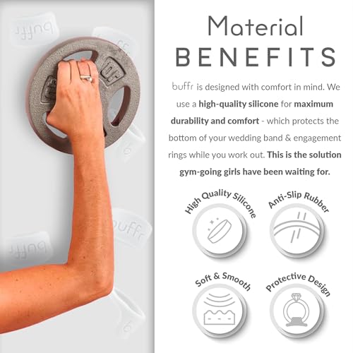 BUFFR Silicone Ring Protector – Wedding Band Guard for Gym & Fitness | Wedding Ring Protector with Anti-Slip Grip – Work Out Rubber Ring Guard for Women - color: Charcoal, size: 10