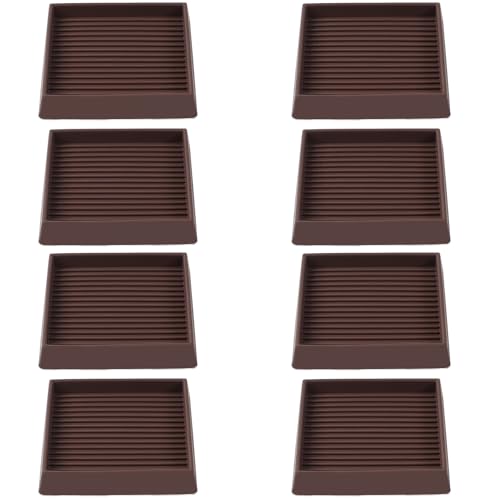 Jayen Non Slip Furniture Caster Cups Coasters Pads for Hardwood Floors, 3x3 | prevent furniture from Sliding, rubber, heavy duty, floor protection, keep furniture in place - size: 8 Pcs Brown