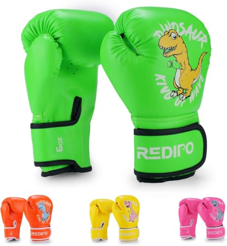 Kids Boxing Gloves for Boys and Girls, Youth Boxing Training Gloves for Kids 3-15, 4&6OZ Punching Bag Kickboxing Thai Mitts MMA Training Sparring Gloves - color: Green, size: 6OZ