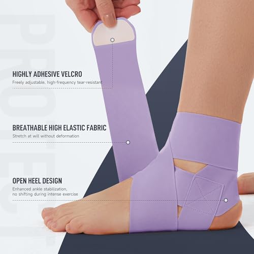 Ultra Thin Ankle Wraps Ankle Brace for Men ＆ Women, Adjustable Ankle Straps for Arch, Sprained Foot, Tendinitis, Football, Basketball, Running（Violet, 2 Pack） - color: Violet, size: 2 Pack