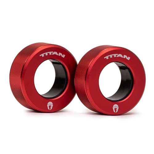Titan Fitness TwistLock Pro Aluminum Barbell Red Collar Set, 59.5mm-51.5mm Sleeve Diameter, Quick Release Olympic Barbell Clamps, Pair of Magnetic Aluminum Weight Clips with Easy-Grip Knurling - color: Inferno Red