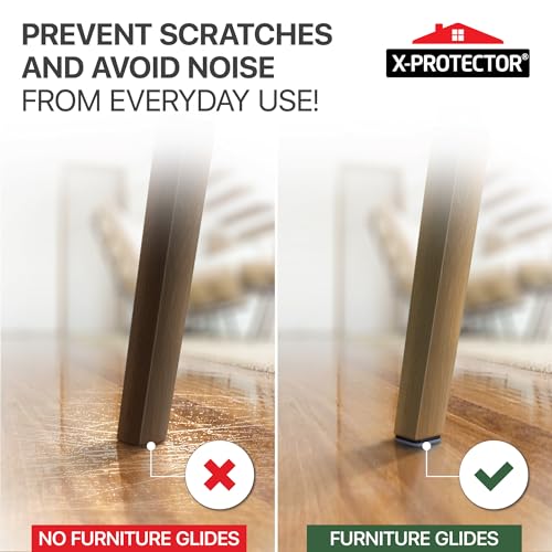 Chair Glides X-PROTECTOR – 1" Furniture Glides 24 pcs – Grey Nail-on Chair Sliders – Premium Chair Leg Floor Protectors – Slide Effortlessly with Chair Leg Pads that Protect Your Floor! - size: 1" 24 PCS Grey (Square)