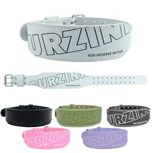9mm Leather Fitness Weight Lifting Belt for Women&Men with 4 Inches Padded Lumbar Support for Power Lifting Workout & Squats Exercise - color: A-White, size: Small