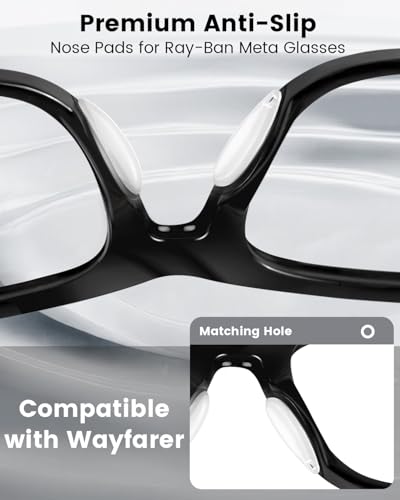 Compatible with Ray-Ban Meta Wayfarer Eyeglass Nose Pad, 8 Pairs Soft Silicone Anti Slip Replacement Nose Pads - color: Clear