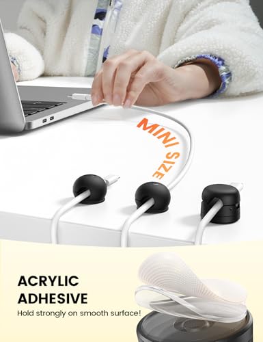 Lamicall 12Pack Magnetic Cord Organizer, Desk Desktop Dorm Organizer Decor Accessories, Silicone Mini Cable Management Clips for Phone Charger Cable, Cord Holder for Nightstand Home Office - size: 12Pack - Silicone Magnetic