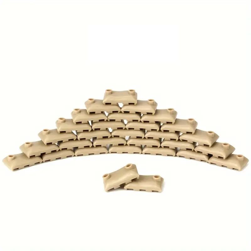 50 Pieces Military Building Blocks Sandbag, Bunker, Obstacle Sandbag Building Accessories, Tactical Equipment Assembling Scene Building Toys, Compatible with Lego Parts and Pieces(Tan) - color: Tan