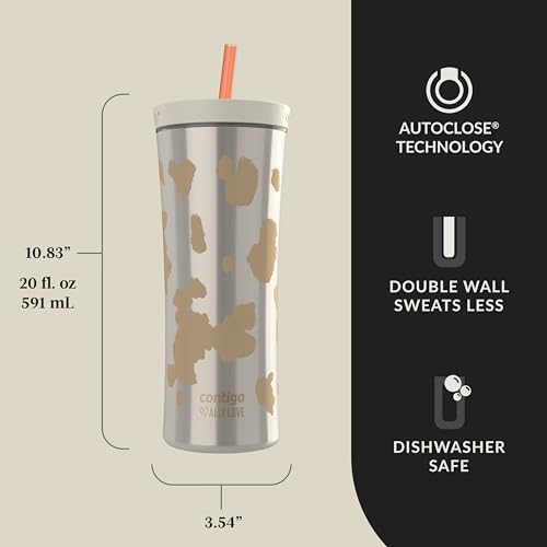 Contigo x Ally Love Shake & Go Tumbler, Autoclose Lid, Leak Proof, 20oz, Oatmilk - color: Oatmilk