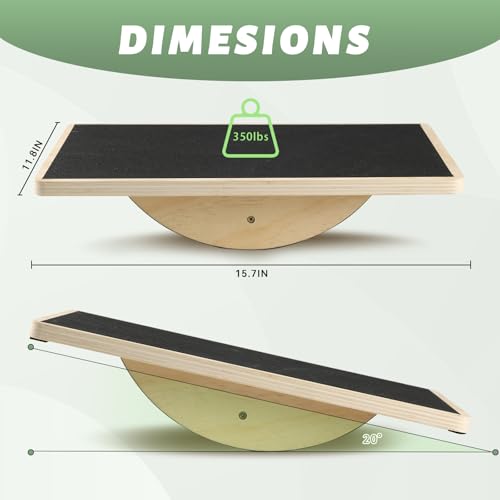 Professional Wooden Balance Board for Adults-Anti-Slip 350LBS Wobble Board for Physical Therapy Standing Desk Core Strength-Rocker Board Balancing Board (Classic)