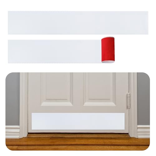 Rubber Bond Kick Plates (2 Pack) 6" x 33" - Effortless Peel & Stick - Prevents Dents & Scratches - Self-Adhesive & Universal Fit (White) - color: White, size: Kick Plate - 2 Pack - 6"x34"