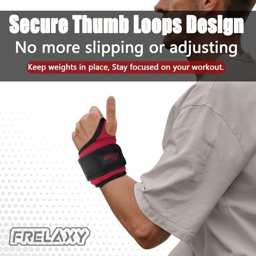 Frelaxy Wrist Weights with Thumb Loops for Men Women, 1-3 lb Pair | Weighted Gloves for Running Strength Training Yoga Walking Exercises 1lb*2 2lbs*2 3lbs*2 - color: Red, size: 2 lbs x 2