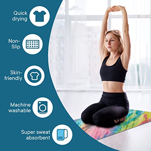 Yoga Towels, Non Slip Hot Yoga Mat Towel with Grip Dots,Super-Absorbent Soft Microfiber Yoga Blanket for Pilates, Fitness and Workout 72inch x 24inch - color: Yellow+pink