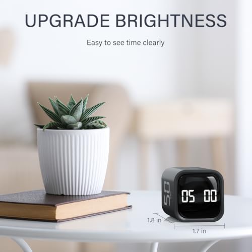 Rotating Pomodoro Timer 5, 25, 10 50 Minutes Preset, Desk Productivity Flip Timer, ADHD Tool Cube Countdown Stopwatch, Vibration/High/Low Volume/Custom Modes, for Work, Study, Back to School, Kitchen - color: Black