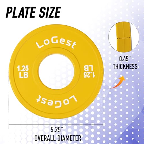 Logest Change Weight Plates 0.50LB 1.25LB 2.5LB 5LB Set Weight Plates for Olympic Bars Perfect for Strength Training Weight Plates Exercise Balance Increase Fractional Plate Olympic Bumper Plates - color: Yellow - 1.25 LB Pair