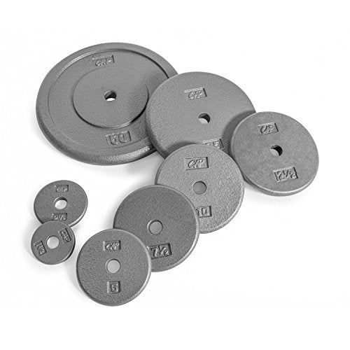 CAP Barbell Standard 1-Inch Cast Iron Weight Plates - Singles & Sets | 1.25-50 lbs | Multiple Options - color: Gray, size: 5 lb - Single