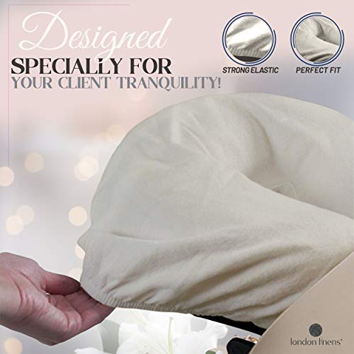 London Linens Pack of 4, Premium Extra Thick 100% Cotton Flannel Massage Tables Face Cradle Covers Cozies Fitted - Includes 4 pcs (Natural) - color: Natural, size: 4