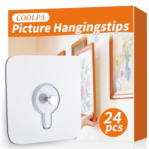 24PCS Picture Hangers Without Nails, Wall Hangers Without Nails, Adhesive Wall Hooks, to use Inside Kitchen, Bathroom, Home and Office (8mm) - style: A