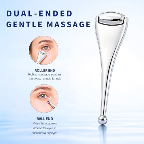 Metal Eye Roller for Dry Eye Relief & Puffy Eyes- Eyelid Roller for Chalazion,Stye,MGD Relief,Improves Meibum Flow and Unclogs Oil Glands,Gentle Meibomian Gland Expression for Blocked Eyelid Glands