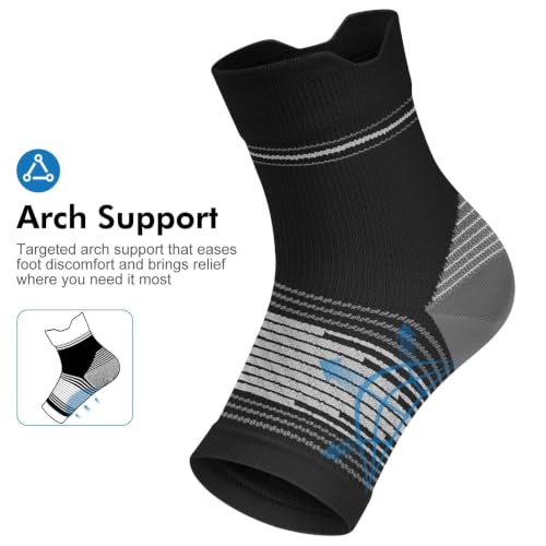 6 Pairs Compression Socks Men & Women Ankle Brace Plantar Fasciitis Socks | Ankle Compression Sleeve with Arch Support for Plantar Fasciitis Relief, Achilles Tendonitis Relief, Heel Pain & Swelling - color: Black(6 Pairs), size: Large(6 Pair)