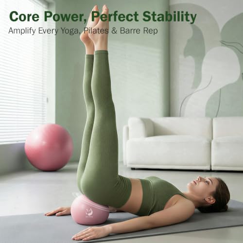 Slim Panda 9 Inch Pilates Ball - Anti-Burst Mini Yoga Ball with Needle Valve Pump - Small Exercise Core Ball for Barre, Stability & Physical Therapy - color: Light Pink