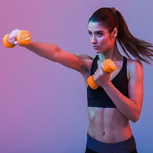 HolaHatha 1, 2 and 3 lb Neoprene Dumbbell Strength Training Weight Set with Rack - color: Multicolor, size: 32 LB