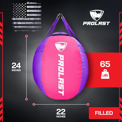 Wrecking Ball Heavy Boxing Punching Bag for Women, Hook and Uppercut, Body Snatcher, MMA, Muay Thai, Strength Training Equipment - color: Pink / Purple, size: Filled