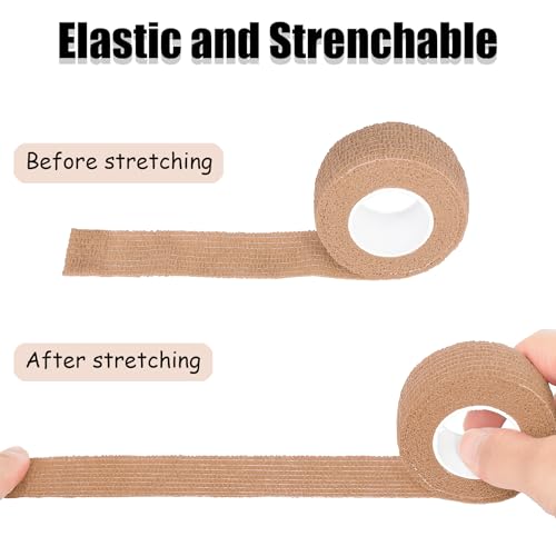 6 Pack 1 Inches Self Adhesive Bandage Wrap Breathable Cohesive Bandage Elastic Tape for Pets, Athletic, Sports, Wrist, Knee, Ankle(5 Yards Per Roll, Skin Colors) - color: Skin Color, size: 1 Inch