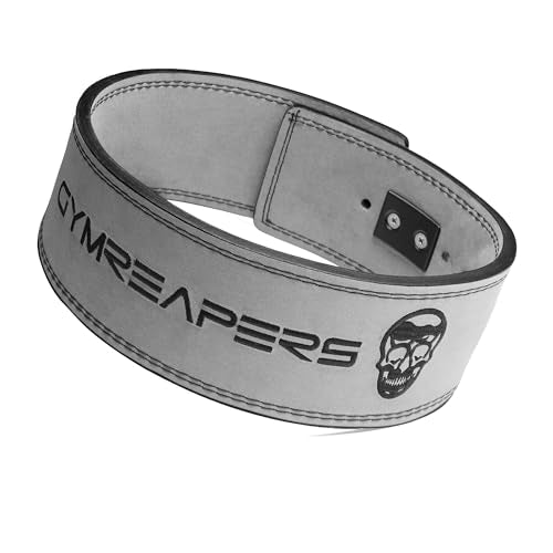Gymreapers 10MM Lever Weightlifting Belt Leather Adjustable Heavy Duty Buckle Belt, IPF Approved for Powerlifting, Weightlifting, and Strength Training - color: Gray, size: Large (34-41")