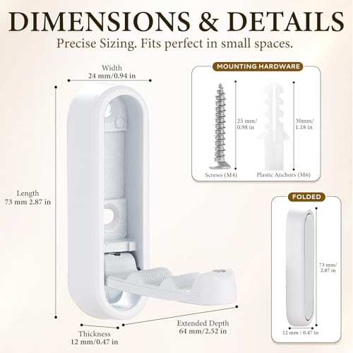 Folding Coat Hooks White, 2 Pack Heavy Duty Zinc Alloy Folding Wall Hooks, Foldable Wall Hook for Hanging Clothes, Bags, Hats, Towels, Keys (White, 2 Pack) - color: White, size: 2 Pack