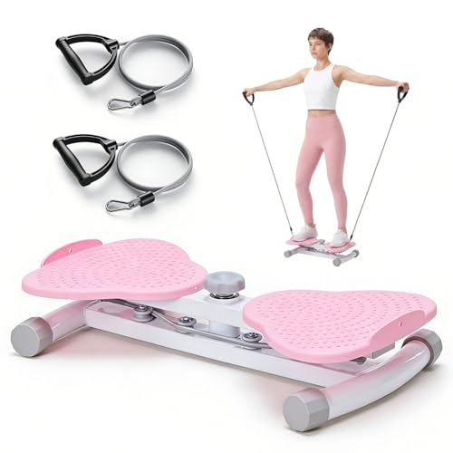 DUMOS Waist Twister Machine Exercise, Ab Twister Board, 300 lbs Capacity, Noiseless Fitness Tool for Core & Belly Fat Workout, Anti-Slip Home Gym Equipment - color: Pink & White